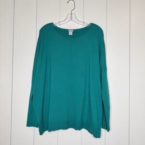 Chico’s Teal Cotton Cashmere Blend Knit Top Women’s 3 XL